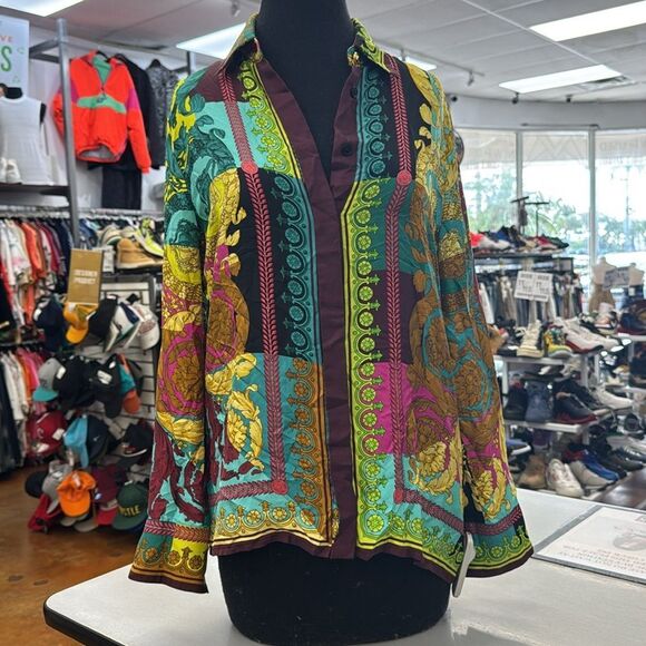 Versace Black and Gold Baroque Print Shirt - Picture 1 of 14
